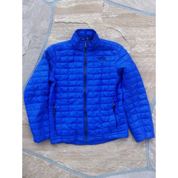 The North Face Boys Jacket 14-16 Blue Puffer Quilted Coat Full Zip TNF - Picture 1 of 6